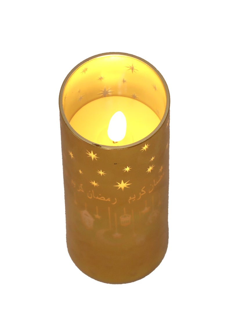 Trentor شمعة رمضان LED مميزة ذهبية صغيرة تعمل بالبطارية بدون لهب ديكور 15.5X5 سم - Image 3